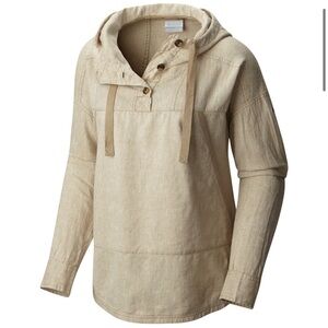 Columbia Women’s Summertime Anorak Tan Hemp Cotton Blend Pullover Hoodie size XL